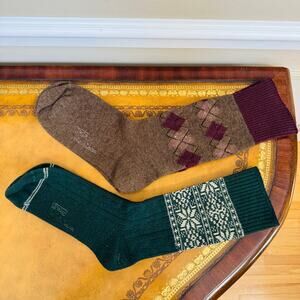 Polo Ralph Lauren Men Wool Cable Fair Isle & Argyle Socks Multi Shoe Sz 6 - 12.5